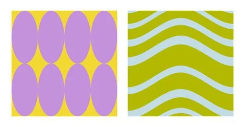 Brutalism seamless pattern set. Naive playful abstract shapes in trendy brutal Stock Illustration