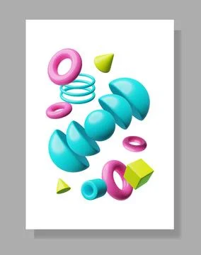 Brutalist 3D vector shapes for design and posters. Stock Illustration