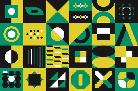 Brutalist abstract pattern design. Deconstructed simple geometric bold shapes Stock Illustration
