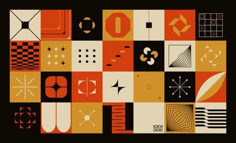 Brutalist abstract pattern design. Deconstructed simple geometric shapes for Stock Illustration
