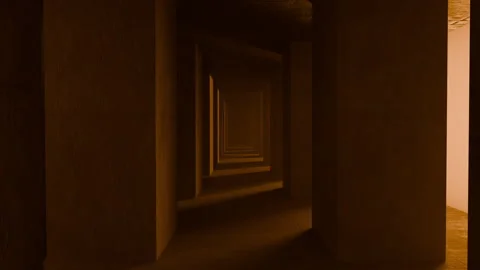 Brutalist architecture columns loop pattern. Orange light Stock Footage 260469699