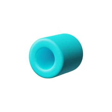 Brutalist blue 3d vector of cylinder with hole on isolated background. Stock Illustration