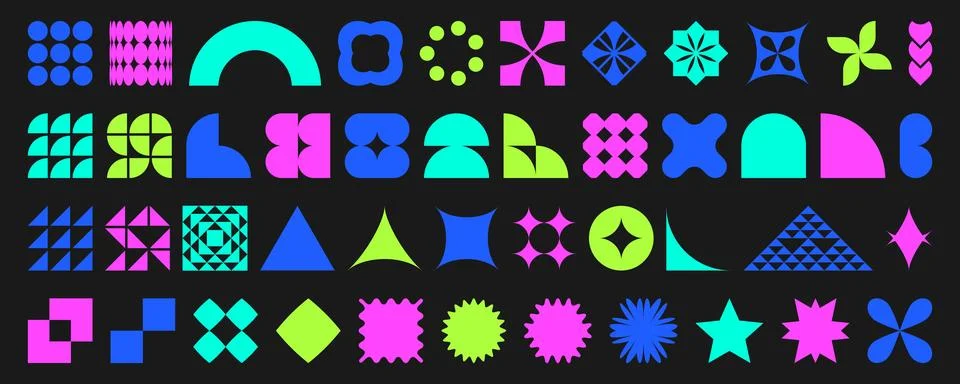 Brutalist geometric shape set Stock Illustration