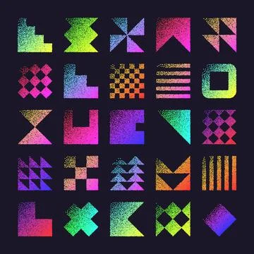 Brutalist geometric shapes, dotted objects. Stipple elements modern symbols 스톡 일러스트