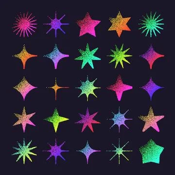 Brutalist geometric shapes, dotted objects. Stipple elements modern symbols Illustrazione stock