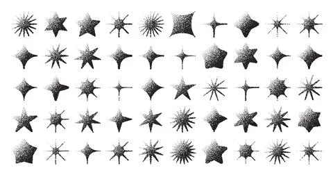 Brutalist geometric shapes, dotted objects. Stipple elements modern symbols Stock Illustration