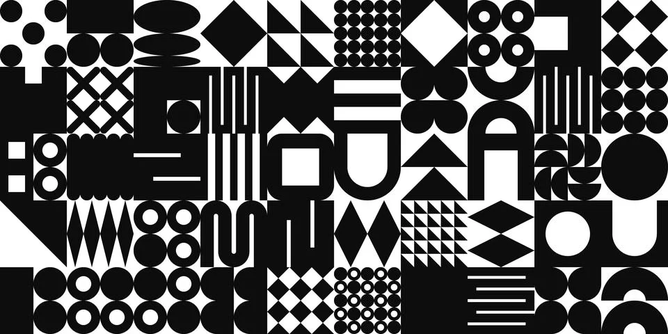 Brutalist geometric texture with simple shapes, symbols. Primitive elements and イラスト素材