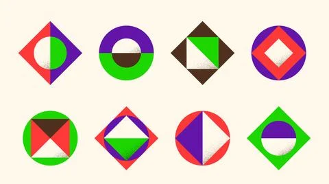 Brutalist shapes set. Geometric primitives collection. Abstract circle, square Stock Illustration