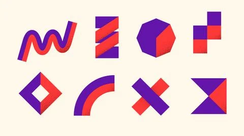 Brutalist shapes set. Geometric primitives collection. Abstract forms in bauhaus Stock Illustration