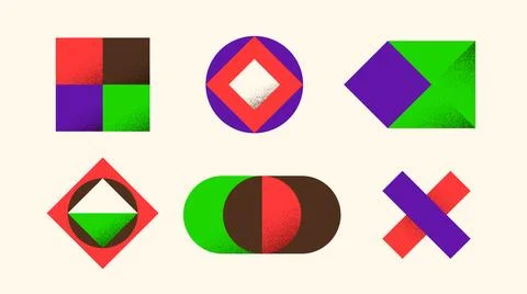 Brutalist shapes set. Geometric primitives collection. Abstract forms in bauhaus Stock Illustration