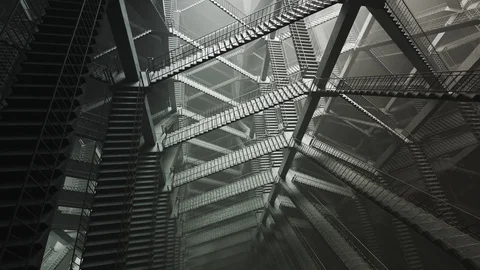 Brutalist stair maze in endless loop. Stock-Footage 91270352