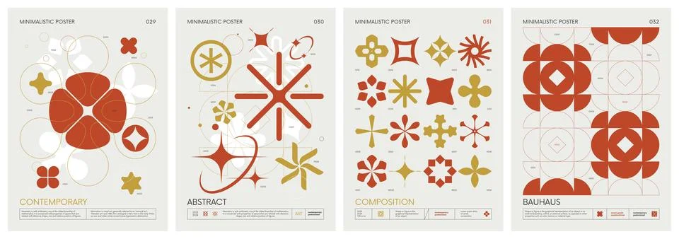 Brutalist style vector minimalistic Posters with silhouette basic figures, .. Stock Illustration