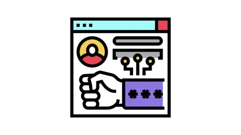 Brute-force and dictionary 8 network attacks color icon animation Stock Footage 224018060