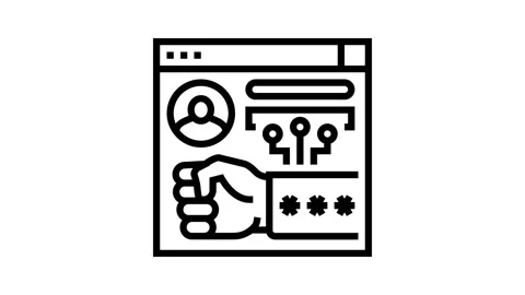 Brute-force and dictionary 8 network attacks line icon animation Stock Footage 224410680