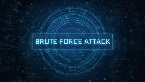 Brute force attack computer hacking scanning with HUD and binary background Stockbeeldmateriaal 197016110