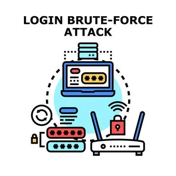 Brute force attack hacking computer online account security Stock-Illustration