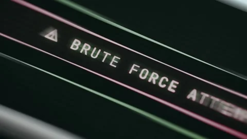 Brute Force Attempt alert message on a running ticker Stock Footage 335882238