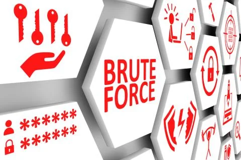 BRUTE FORCE concept cell background 3d illustration Stock Illustration