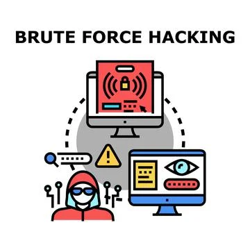 Brute force cyber hacking breaking digital password security 스톡 일러스트