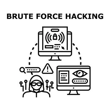 Brute force cyber hacking breaking digital password security Illustrazione stock