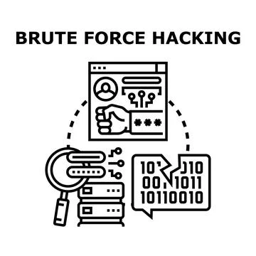 Brute force hacking accessing digital system security Stock Illustration