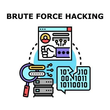 Brute force hacking accessing digital system security Stock Illustration