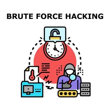 Brute force hacking cyberattack accessing secure data Illustrazione stock