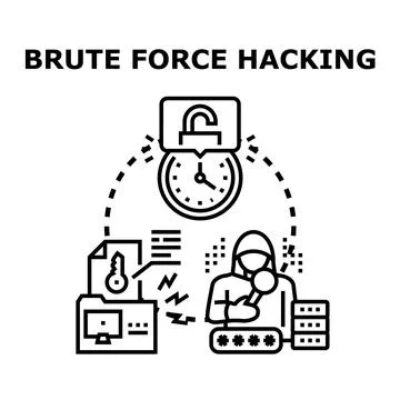 Brute force hacking cyberattack accessing secure data Stock Illustration