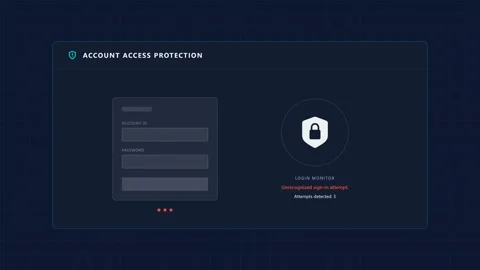 Brute force login protection interface animation. 4K 스톡 동영상 342114555