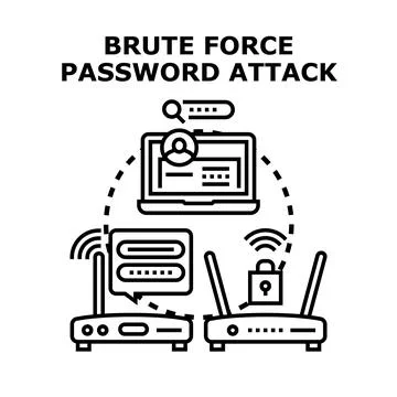 Brute force password attack concept vector illustration Ilustração Stock
