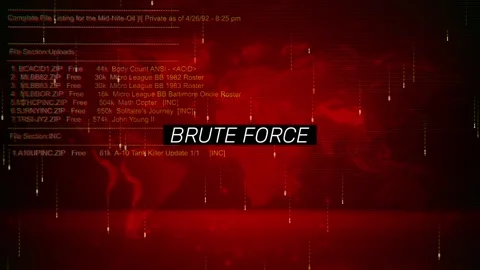 Brute Force Text on hacking background screen Stockbeeldmateriaal 317057359