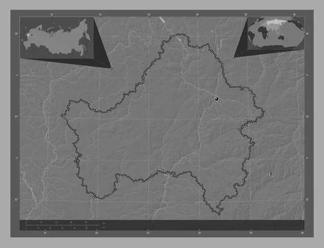 Bryansk, Russia. Bilevel elevation map with lakes and rivers 库存插图