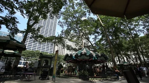 Bryant Park Carousel Summer New York Stock Footage 76970233