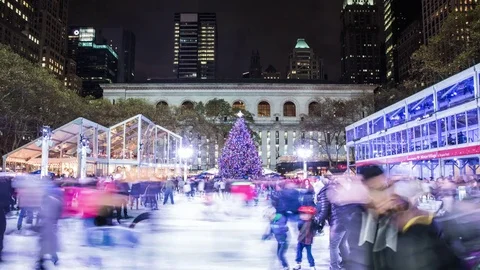 Bryant Park Ice Skating Stock Footage 83520451