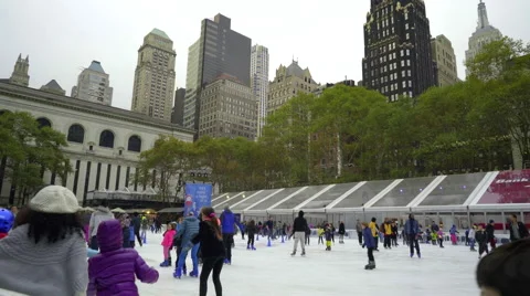 BRYANT PARK RINK :15 Stock Footage 44300091
