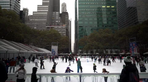 BRYANT PARK RINK :30 Stock Footage 44300332