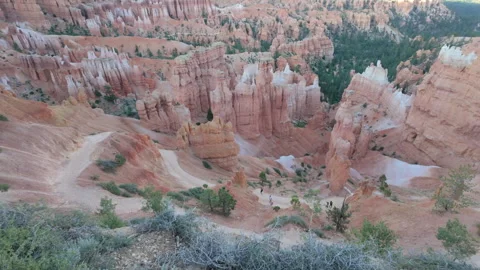 Bryce Canyon, view of spectacular reddish pink rock formations (hoodoos). USA. Stock Footage 280916913