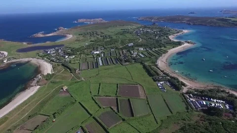 Bryher and Tresco pan Stock Footage 78212174