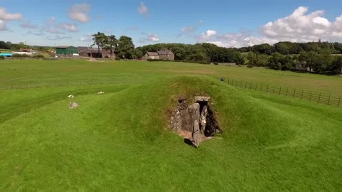 Bryn Celli Ddu Drone Clip HD of Ancient Burial Site Stock Footage 148512004