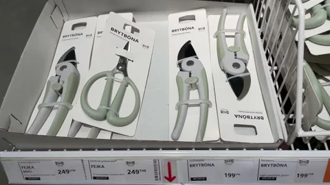 BRYTBONA light green herb scissors and secateurs cutter steel blades at IKEA Video stock 172352075