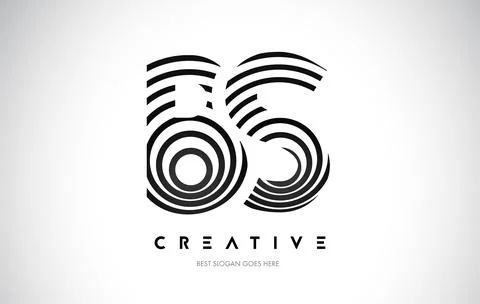 BS Lines Warp Logo Design. Letter Icon Made with Black Circular Lines. Stock Illustration