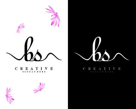 Bs, sb handwriting script letter logo design vector Stock Illustration