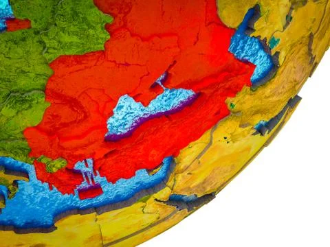 BSEC countries on 3D Earth Stock Illustration