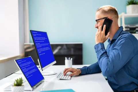 BSOD Blue Screen. Death Error On PC Computer Stock Photos