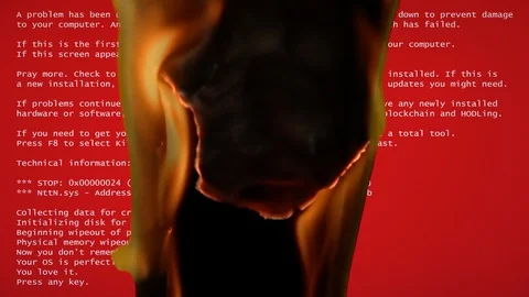 BSOD burning screen red slow Stock Footage 93707472