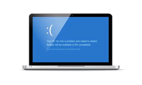 BSOD screen death error system crash laptop. Computer bluescreen bsod operating Stock Illustration