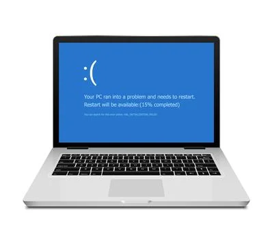 BSOD screen death error system crash laptop. Computer bluescreen bsod operating Stock Illustration