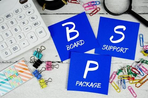 BSP Abbreviation of Board Support Package text phrase of business and finan.. Foto stock