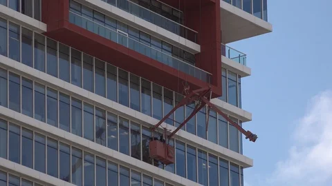 B.S.R 3Tower in Bnei Brak - Windows outside  cleaning Stock Footage 102966902