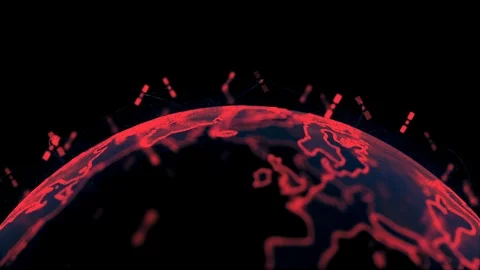 Bstract 3D rendering satellites starlink network, digital earth data globe - Stock Footage 108905254